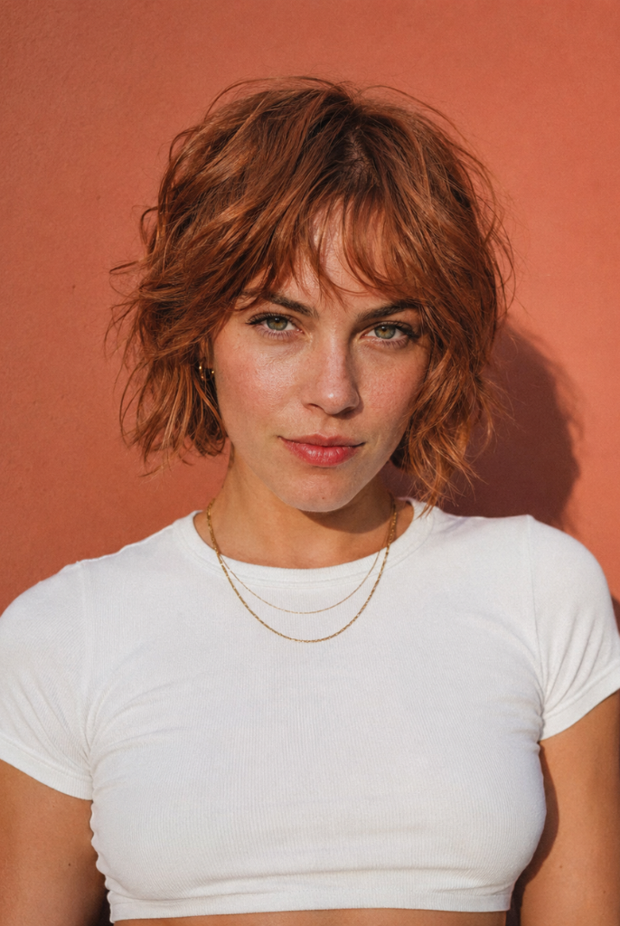 coral wave shag bob gairstyle