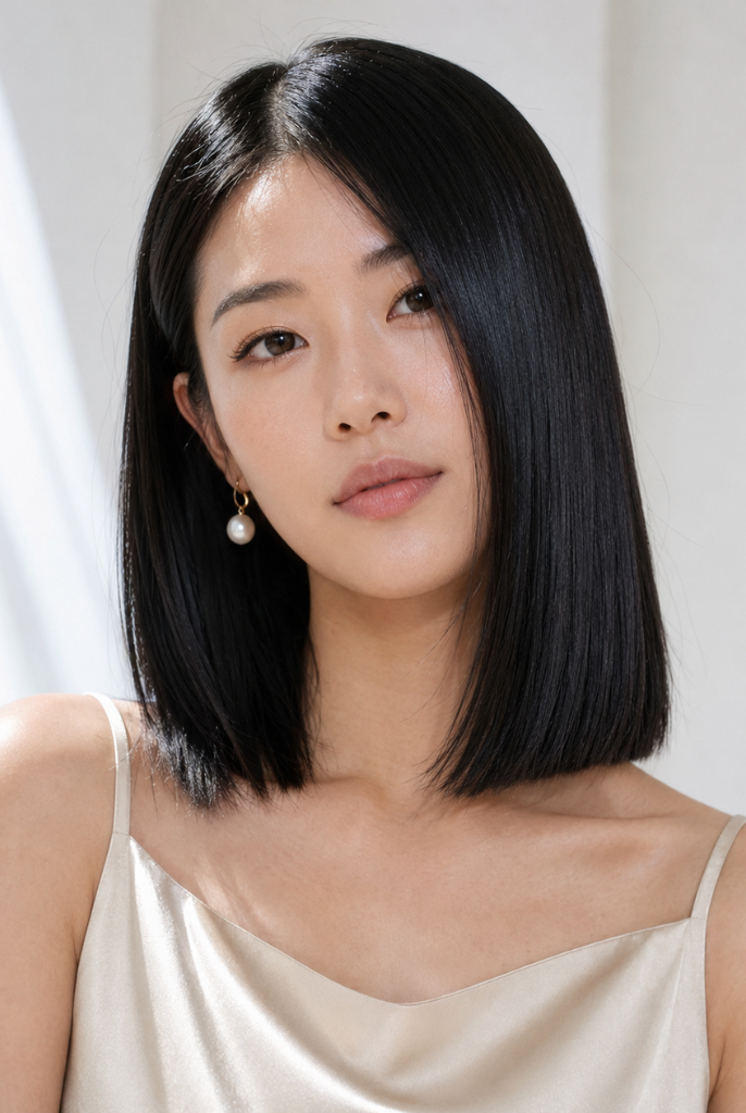 mango silk straight cut hairstyle
