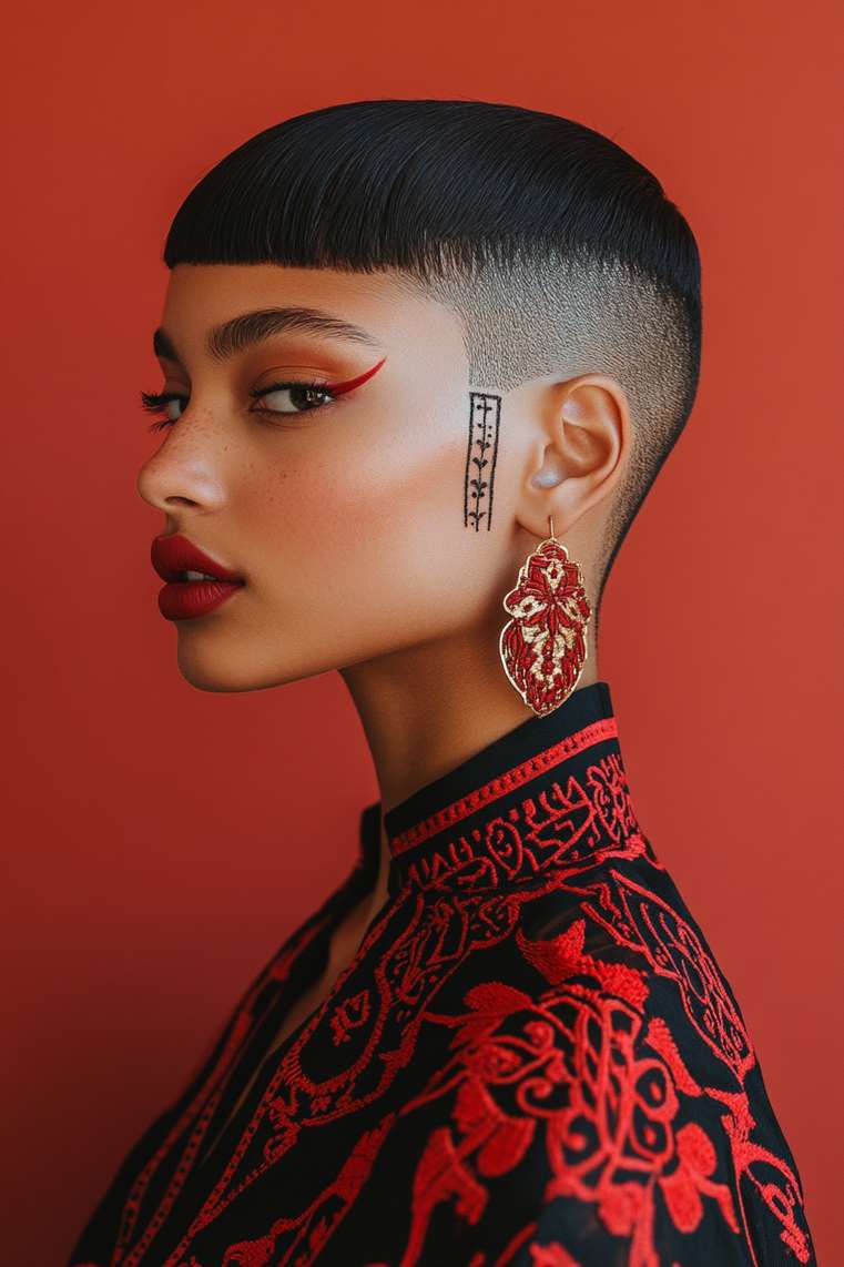 Bowl Cut With Shaved Designs