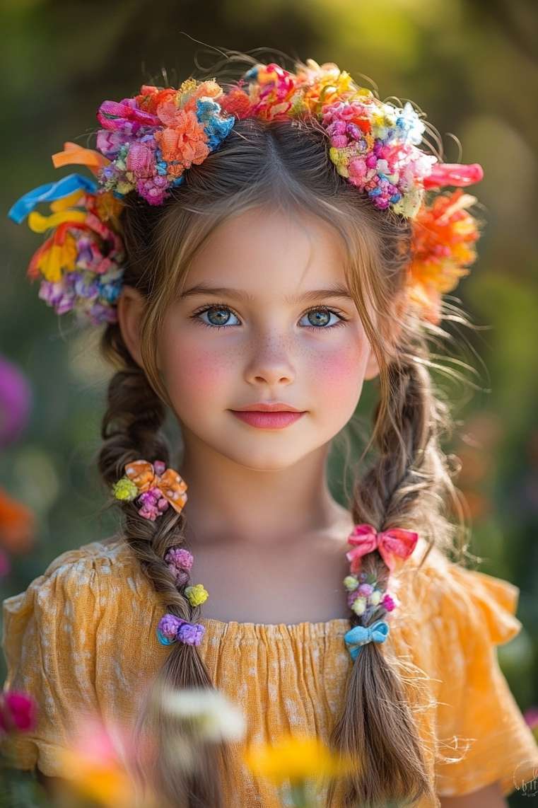 Ribbon-Embellished Pigtails