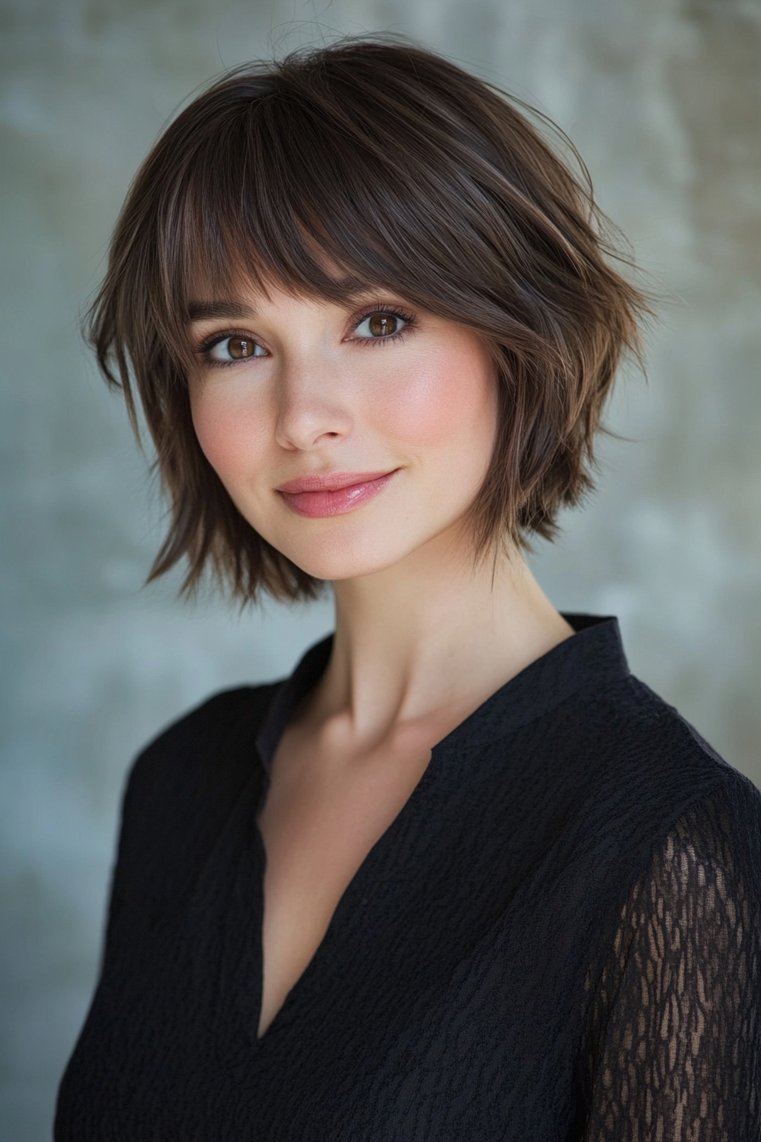 Blunt Bangs With Layered Texture