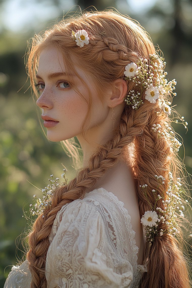 Bohemian Strawberry Blonde Braids