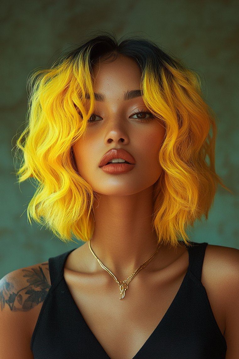 Bold Yellow Ombre Lob
