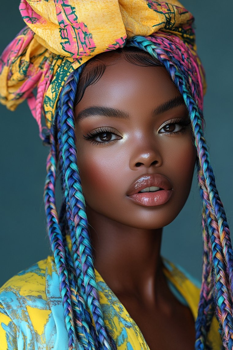 Box Braids With Color Tips