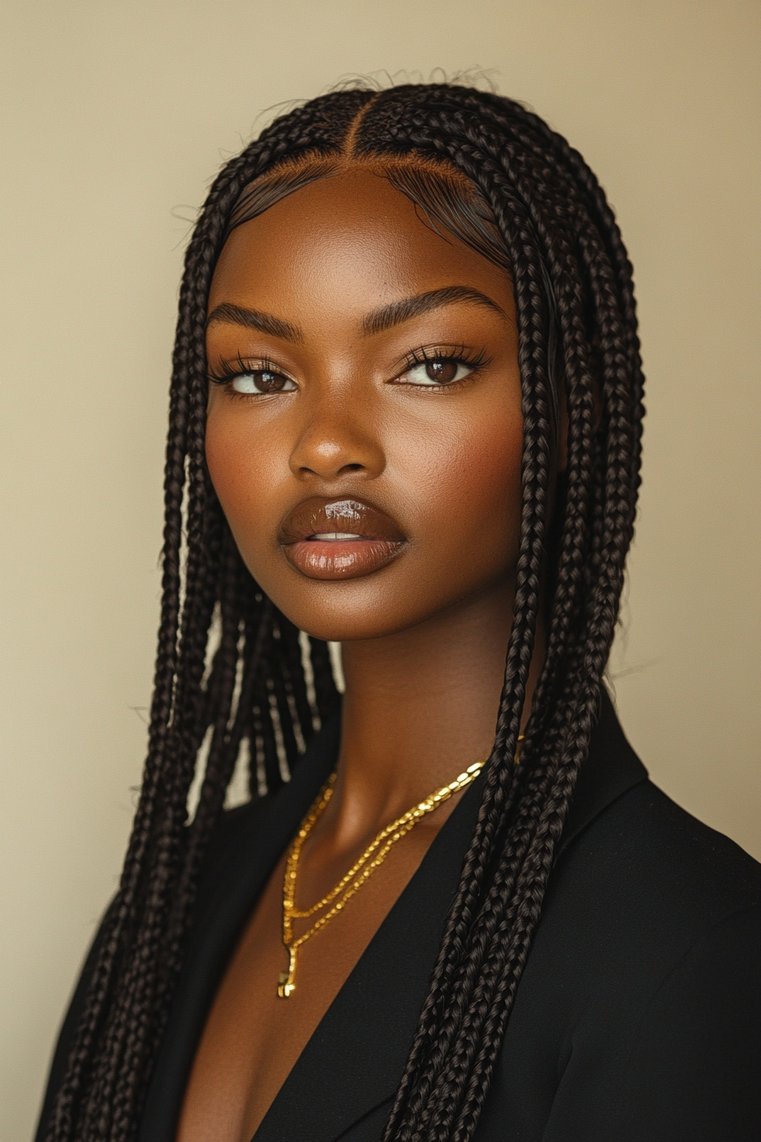 Box Braids With Straightened Ends