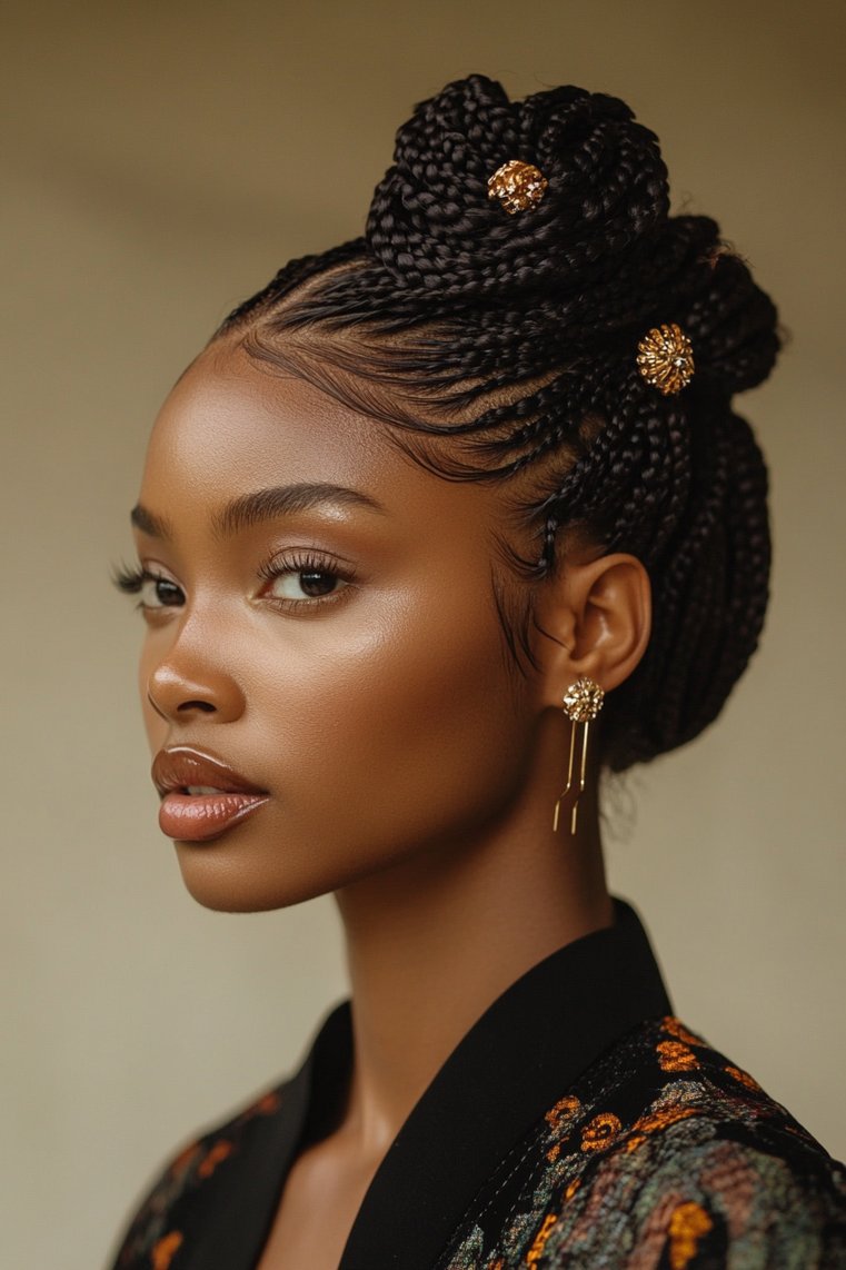 Box Braids With a Bun