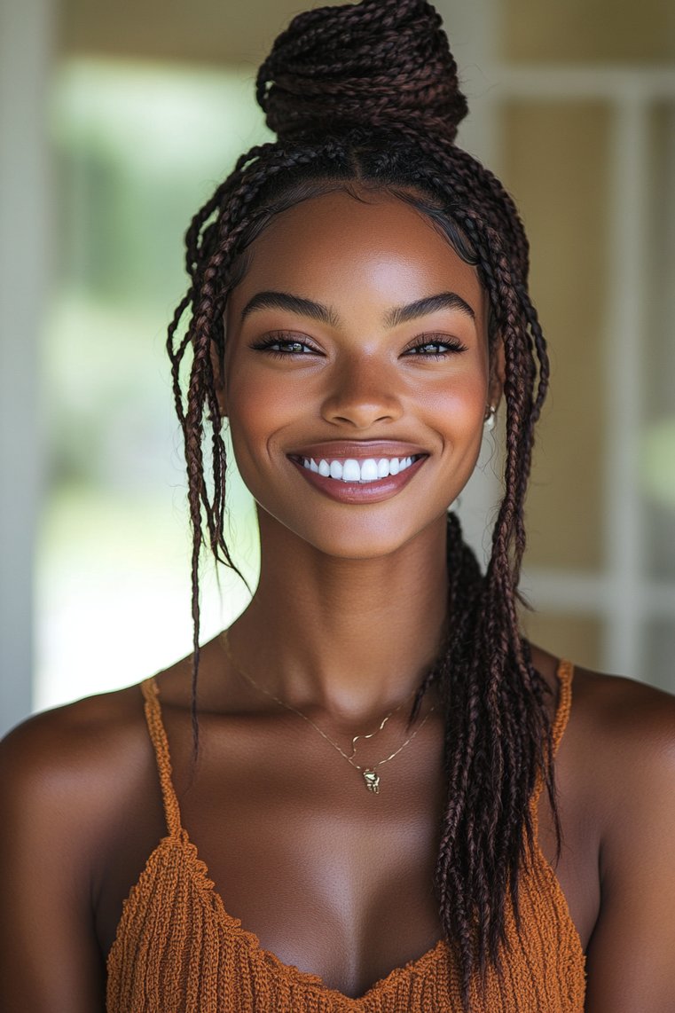 Box Braids With a Fishtail Braid