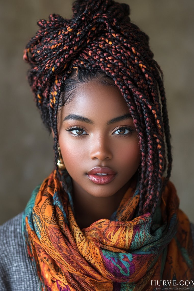 Box Braids With a Scarf