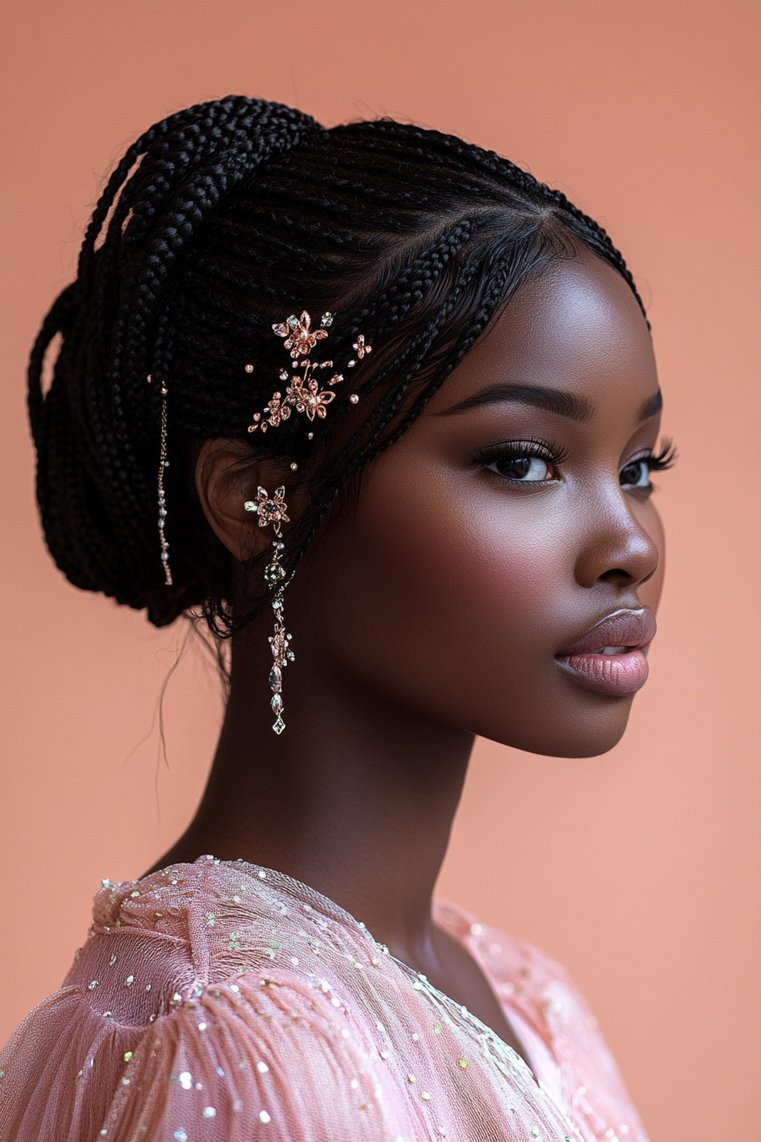 Box Braids With a Side Bun