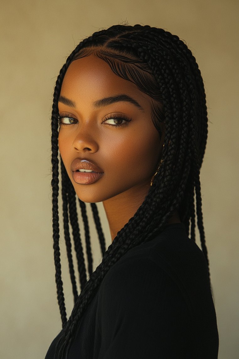Box Braids With a Sleek Look