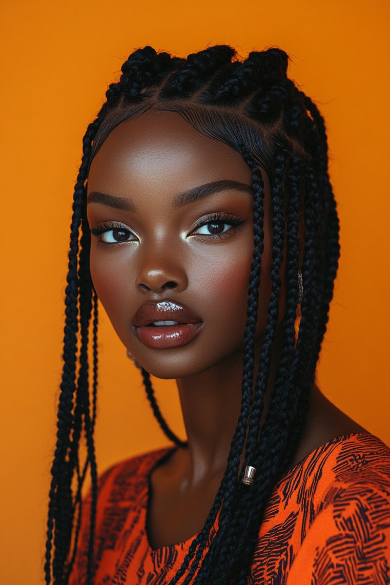 Box Braids With a Zigzag Part