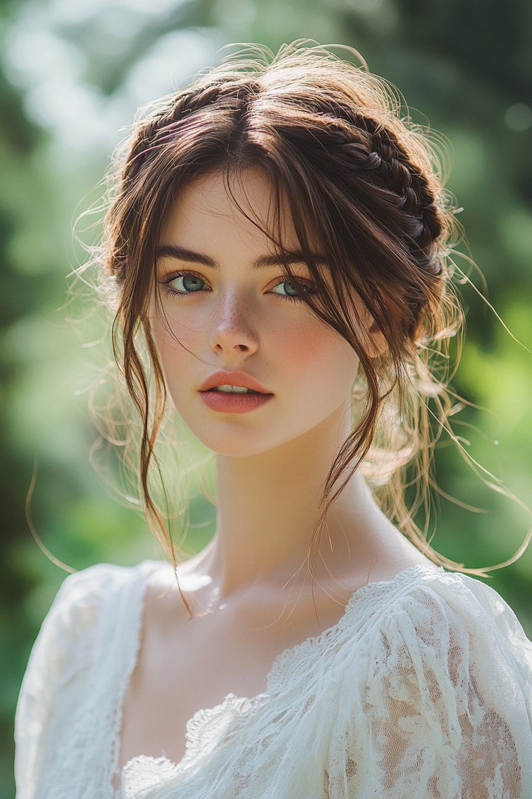 Braided Crown With Loose Strands