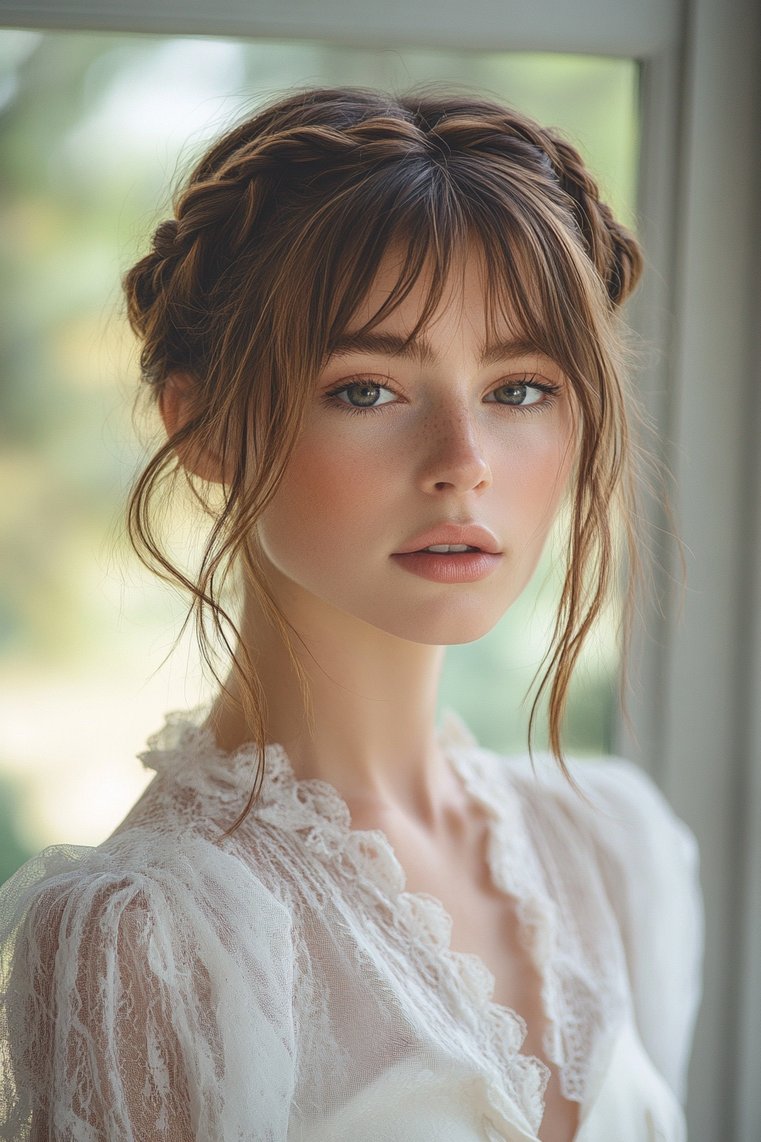 Braided Crown With Micro Bangs