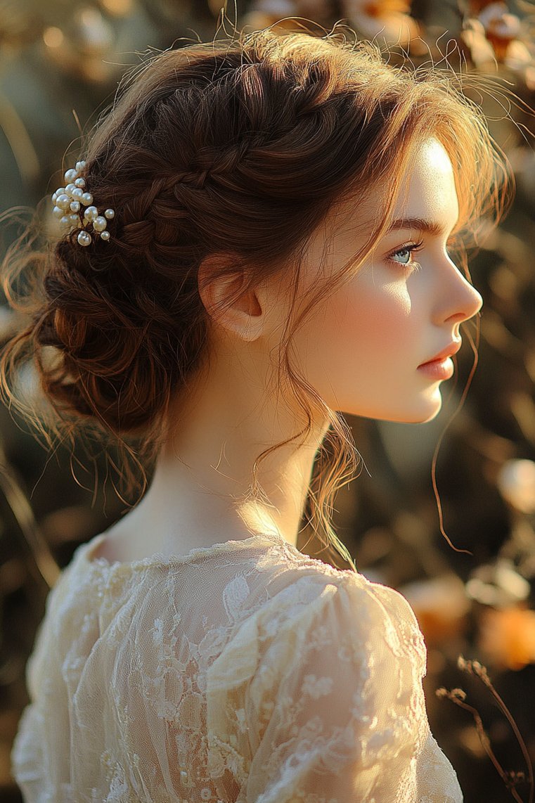 Braided Updo With Pearl Accents