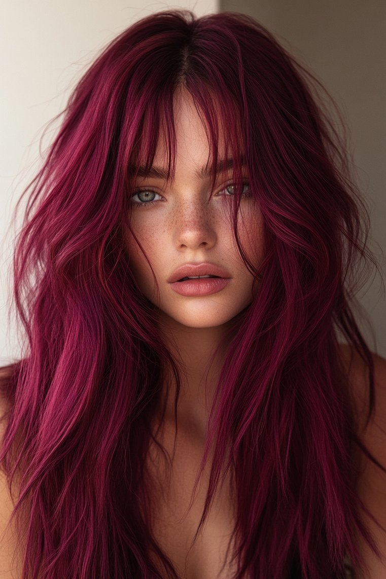 Bright Burgundy With Platinum Tips