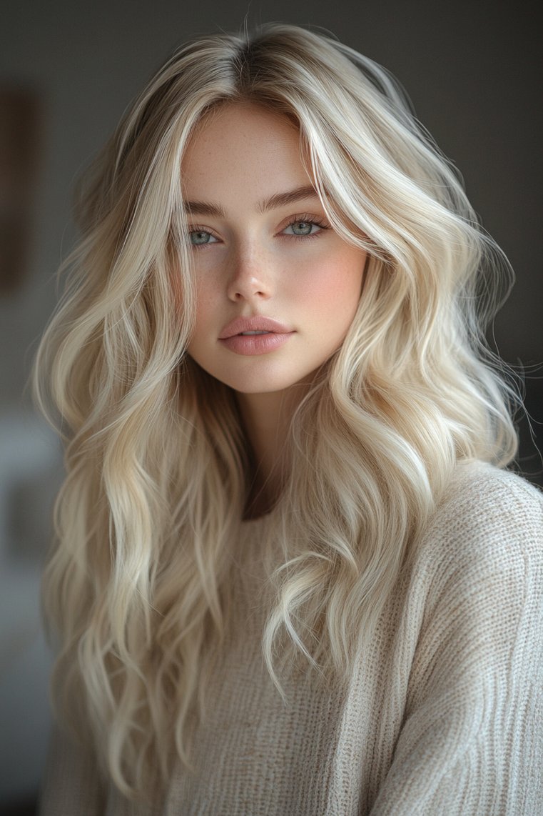 Bright Champagne Blonde Highlights for Neutral Skin