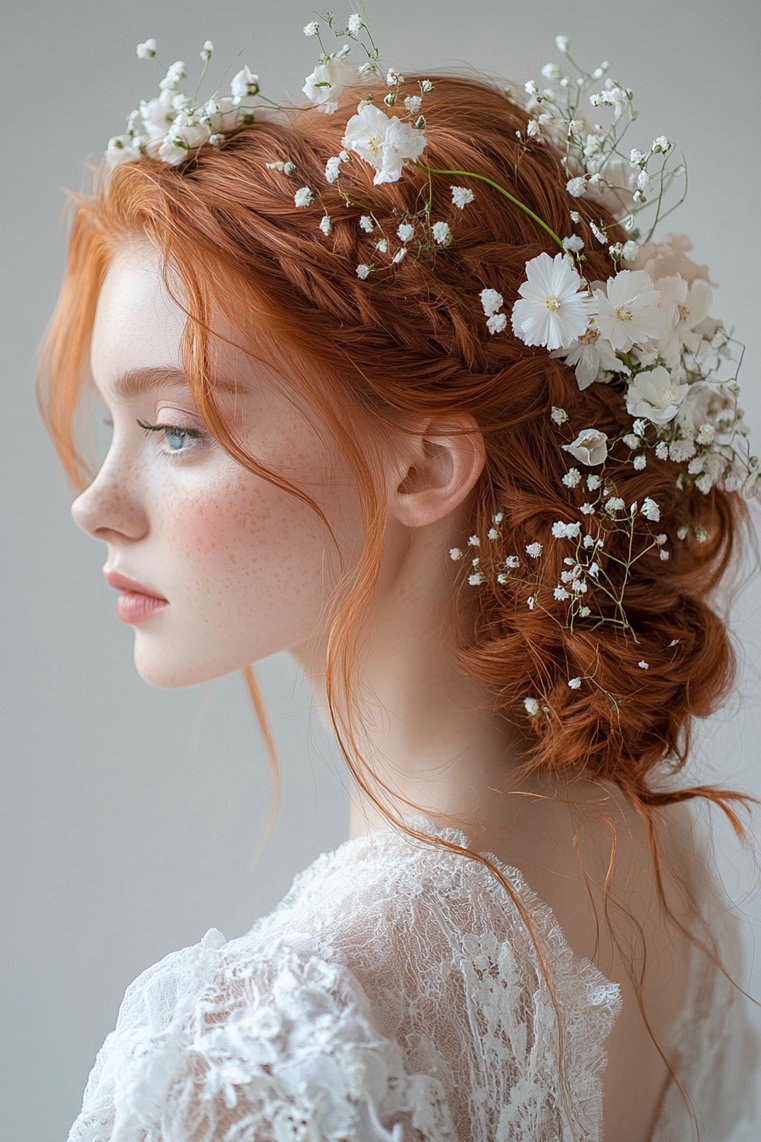 Bright Copper Updo With Accessories