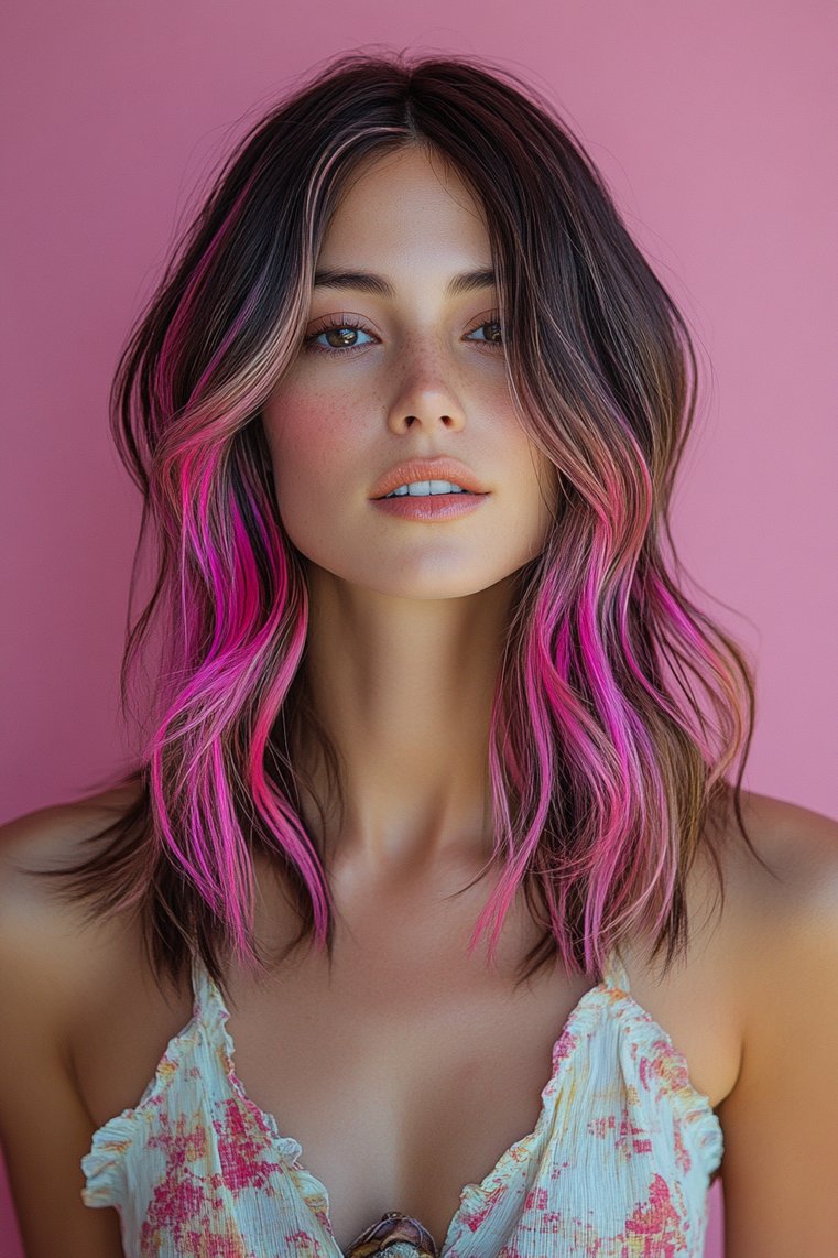 Bright Pink Highlights for a Fun Vibe