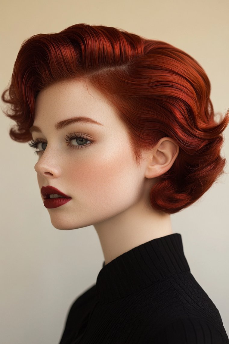 Bright Red Ombre Pixie Cut