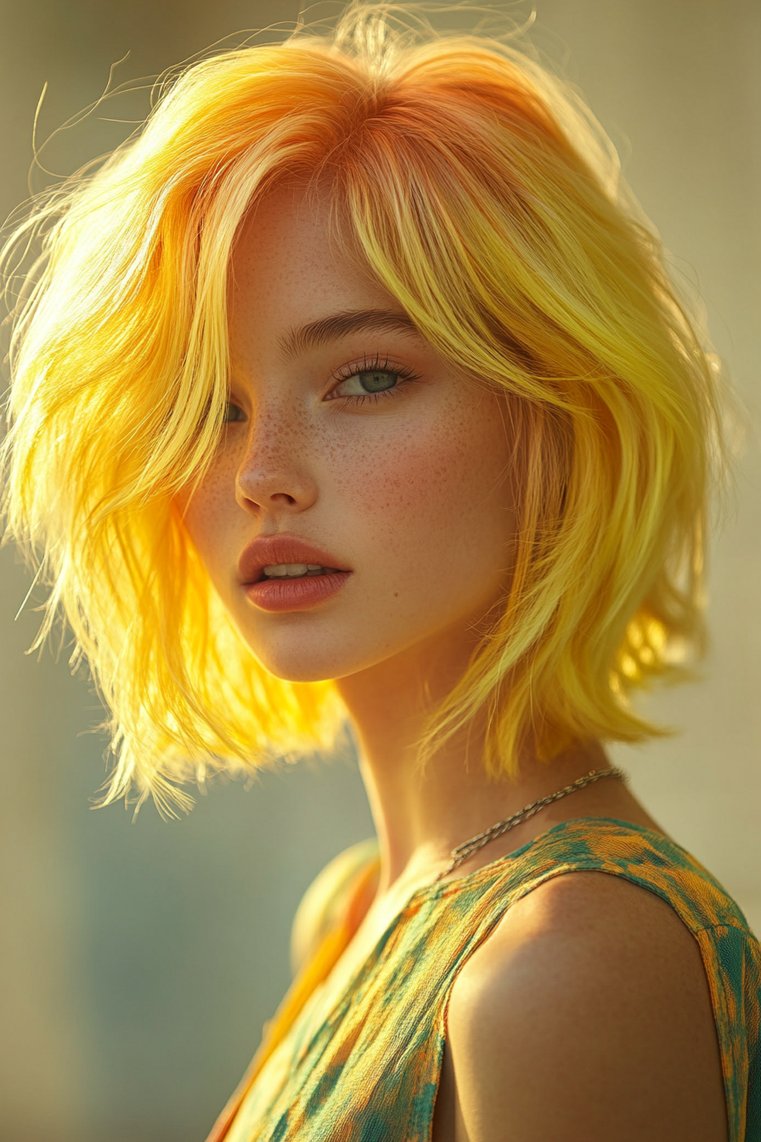 Bright Yellow Balayage for a Bold Statement
