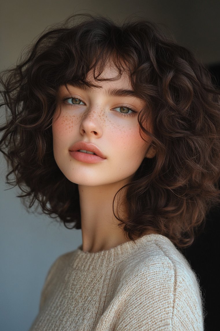 Brown Curly Lob