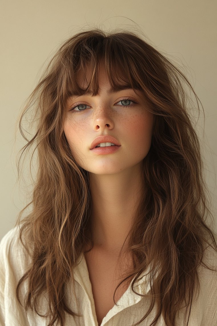 Brown Shag With Long Bangs