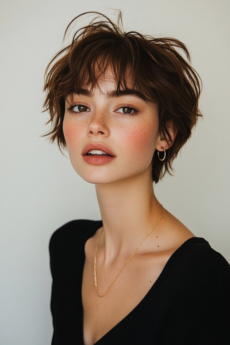 Brown Short Hair With Color Accents