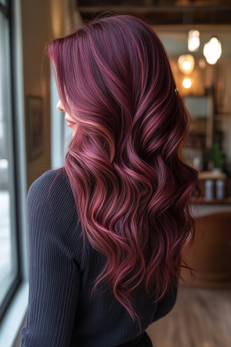 Burgundy Balayage Highlights