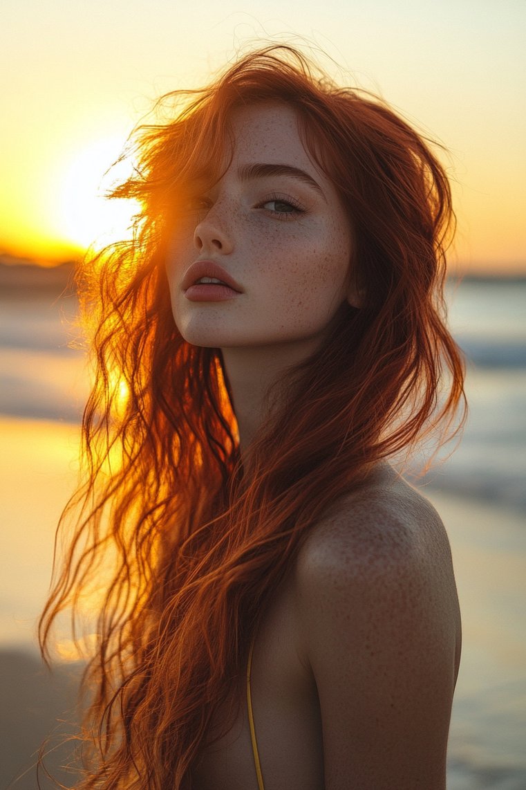 Burgundy Hair With Beachy Waves