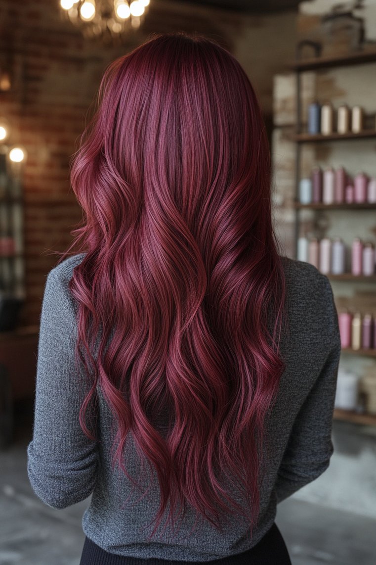 Burgundy Hair With Golden Accents