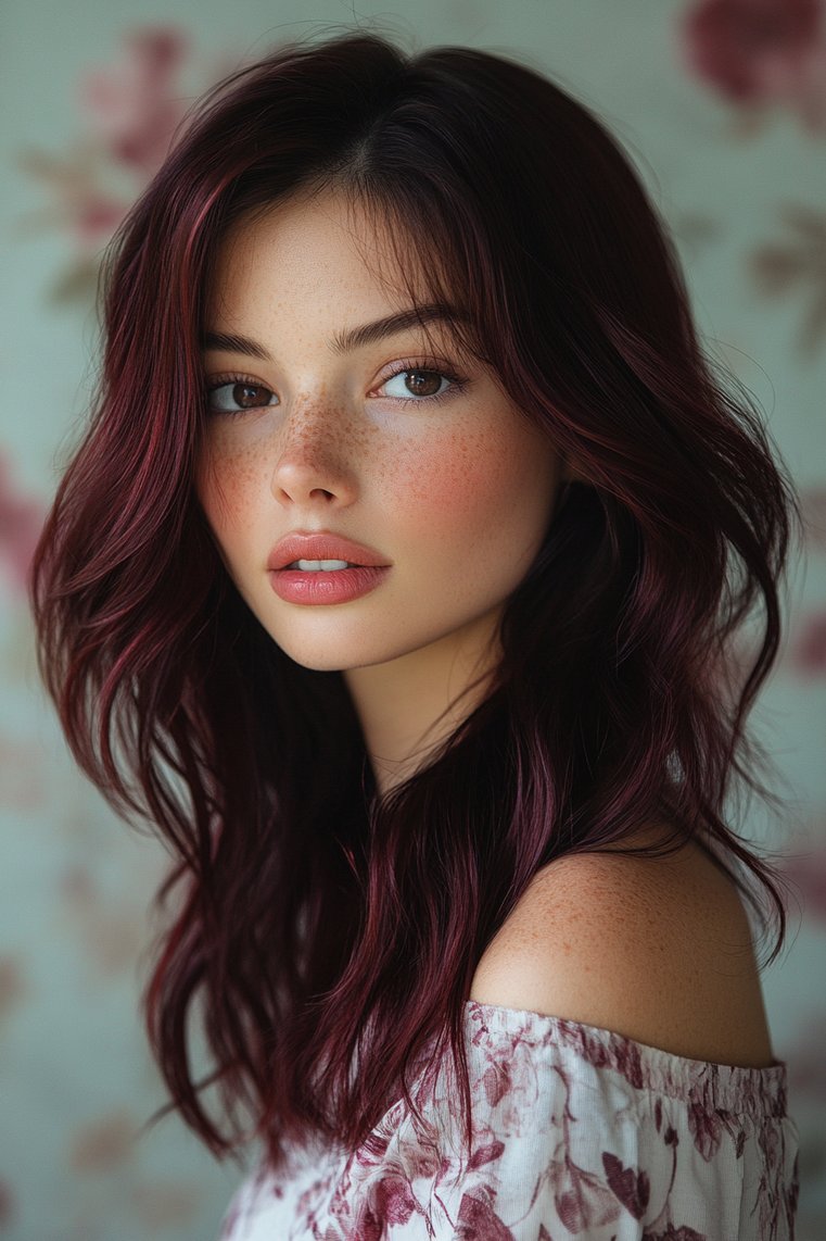 Burgundy Highlights for a Darker Elegance