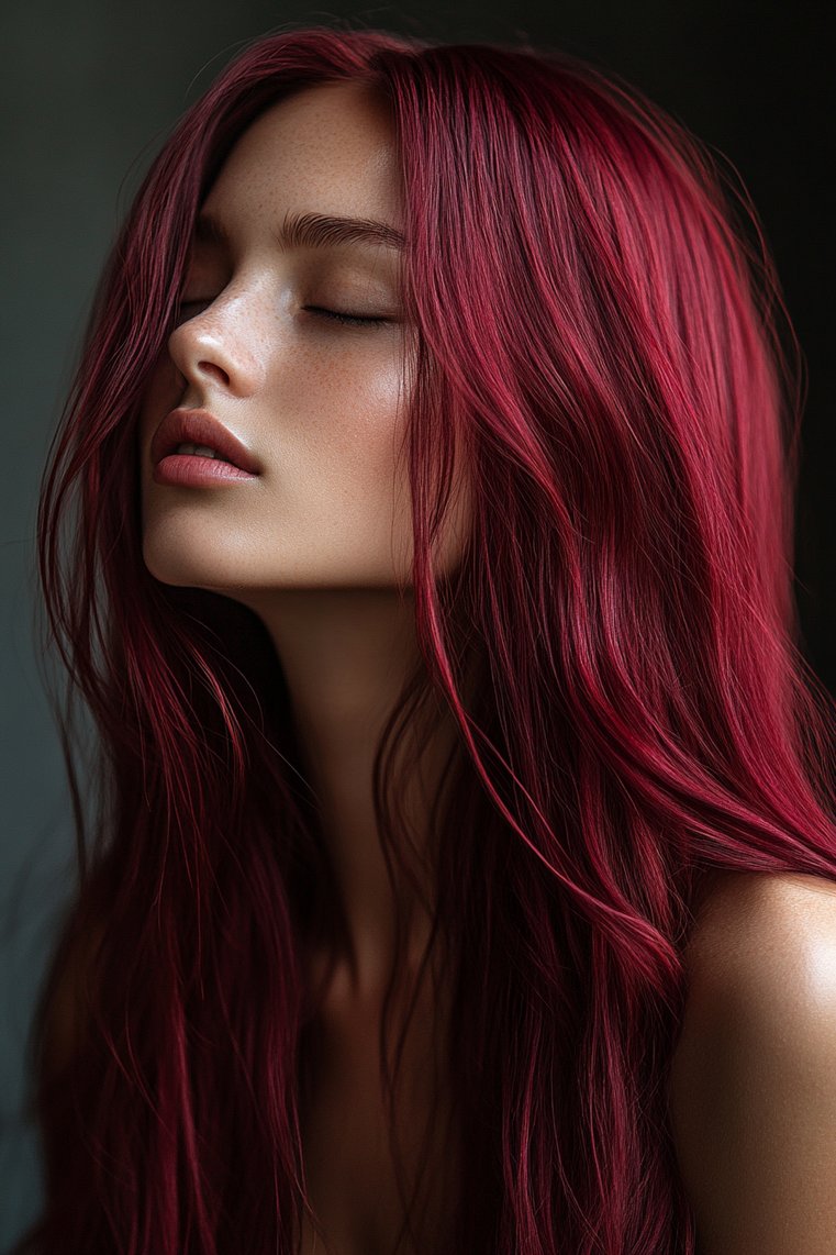 Burgundy With Silver Highlights