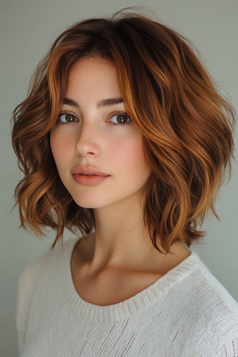 Caramel Balayage on a Chic Bob