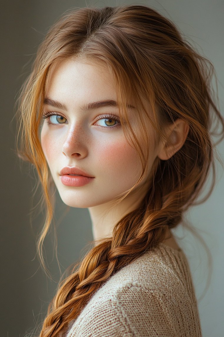 Caramel Highlights in a Braided Style