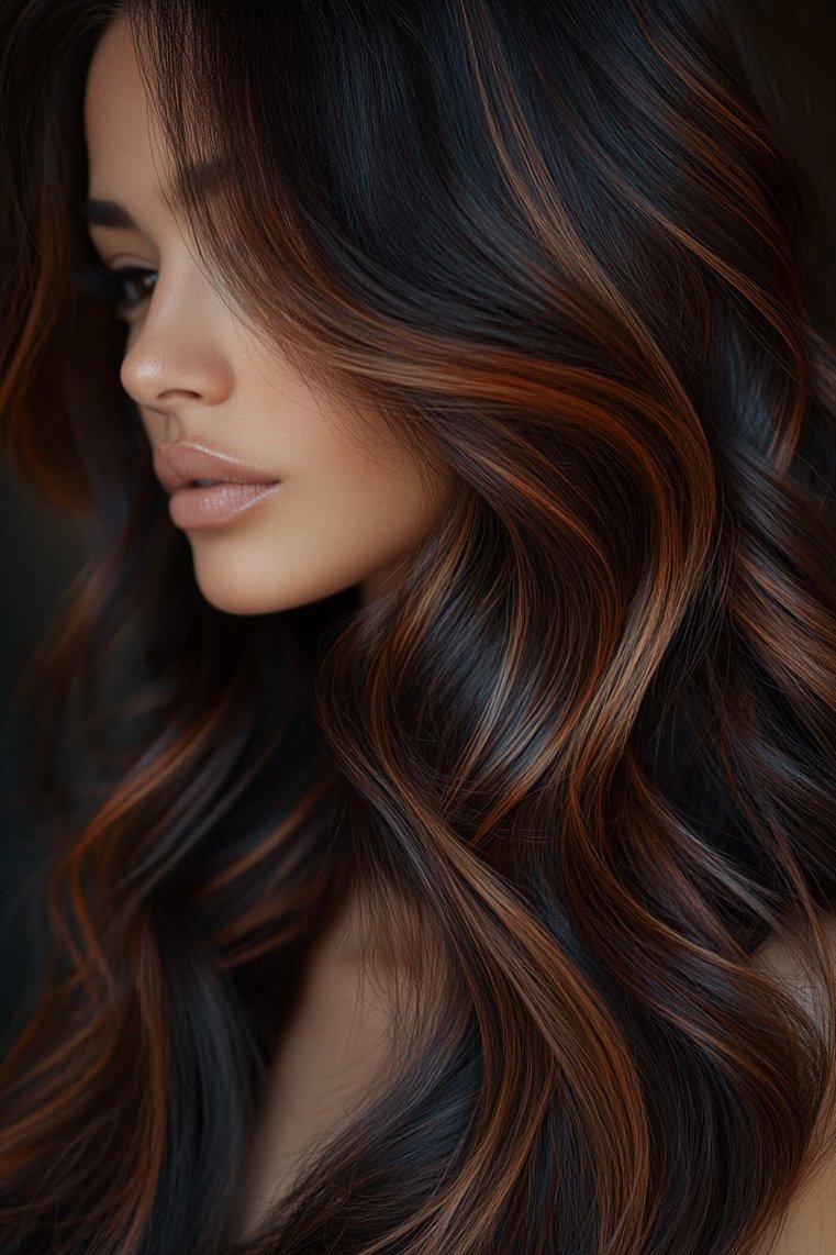 Caramel Highlights on Dark Brown Hair