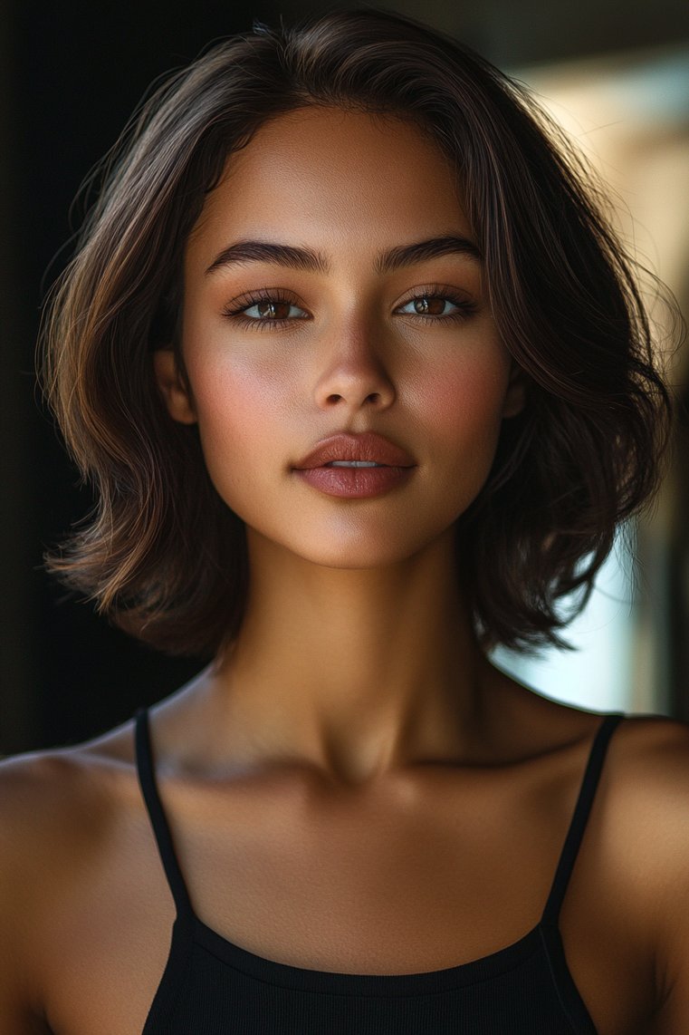 Caramel Highlights on a Classic Bob