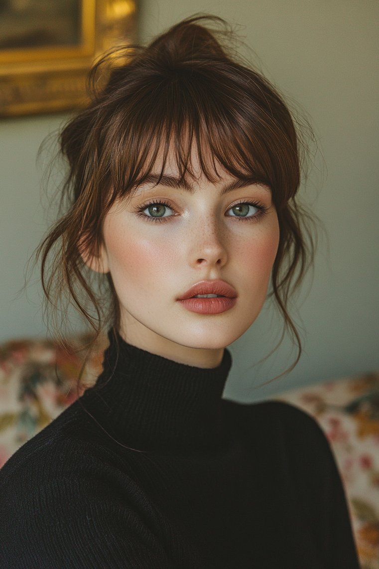 Casual French Twist With Micro Bangs
