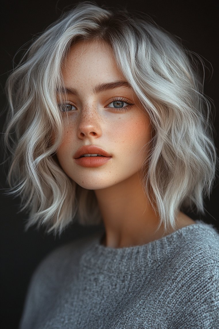 Chic Gray Wavy Lob
