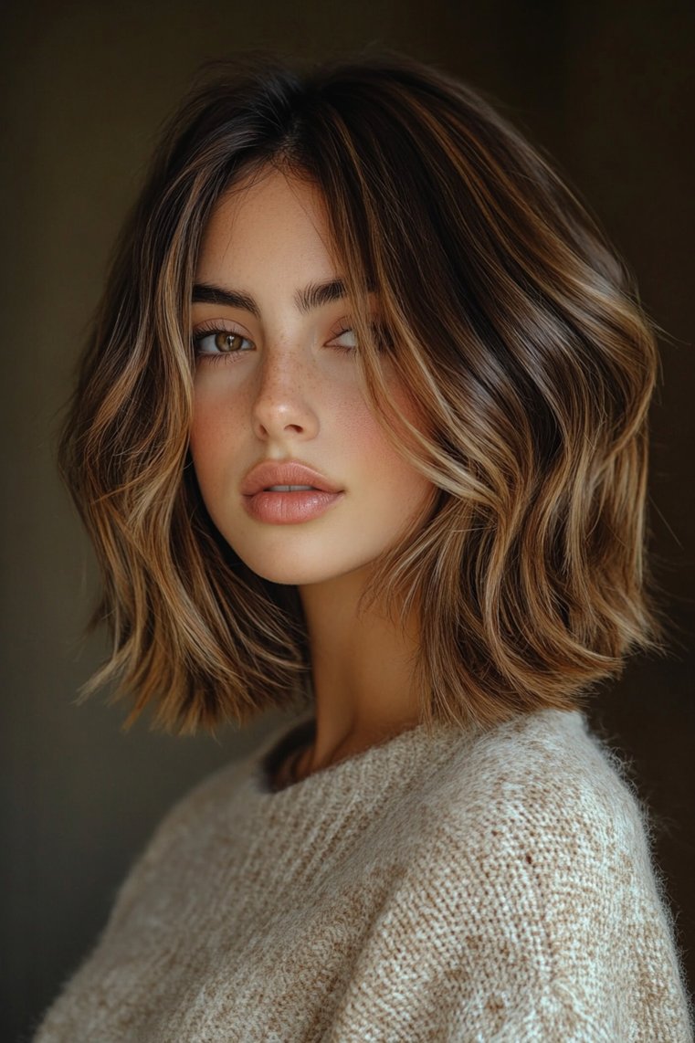 Cinnamon Balayage on a Short Lob