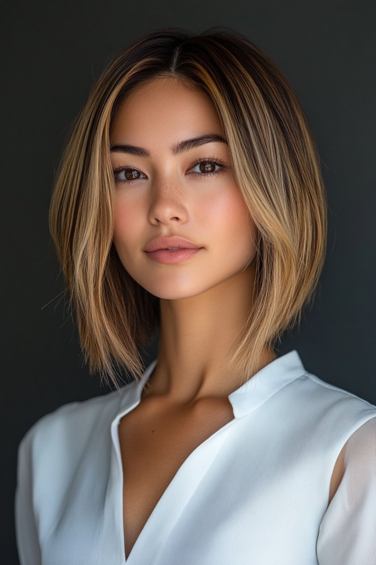 Classic Golden Balayage on a Bob