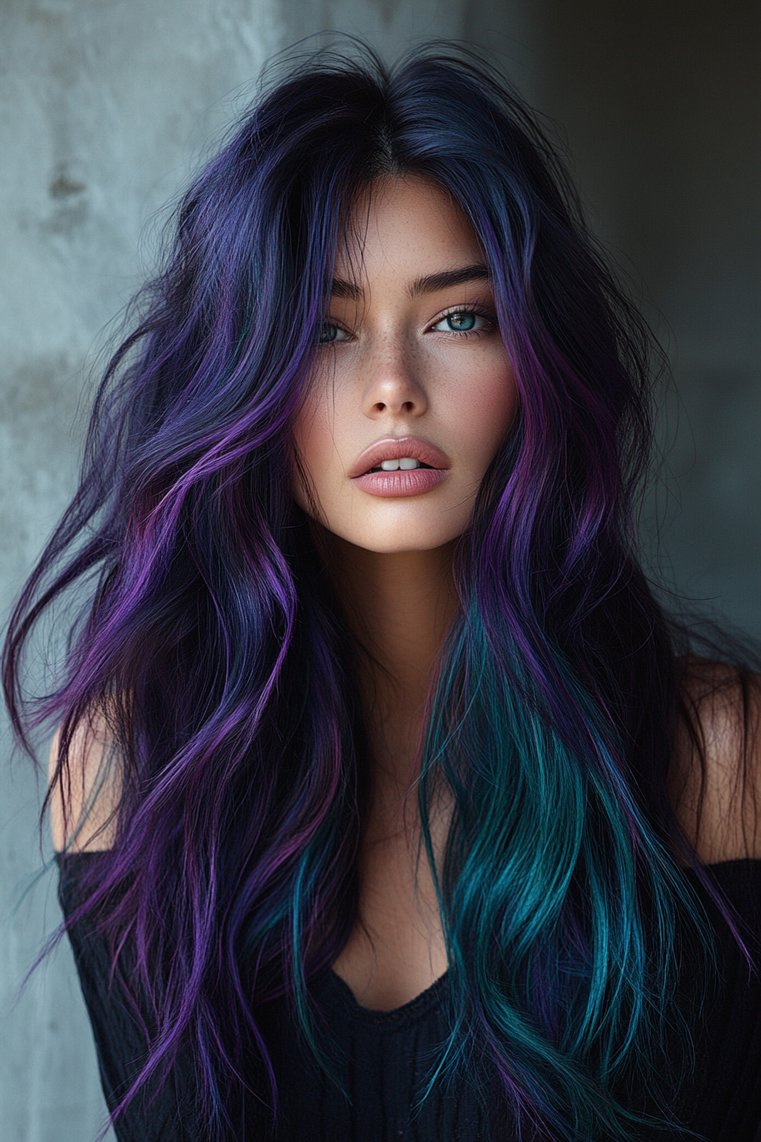 Colorful Highlights on Dark Hair