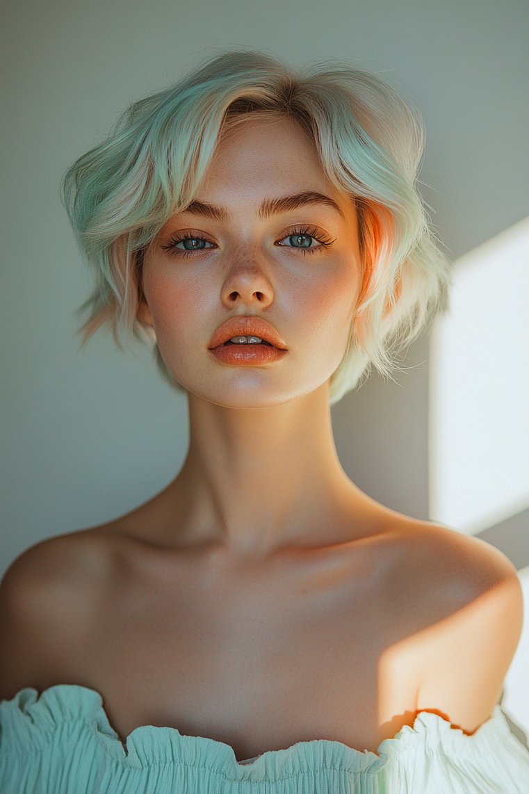 Cool Mint Ombre Short Hair