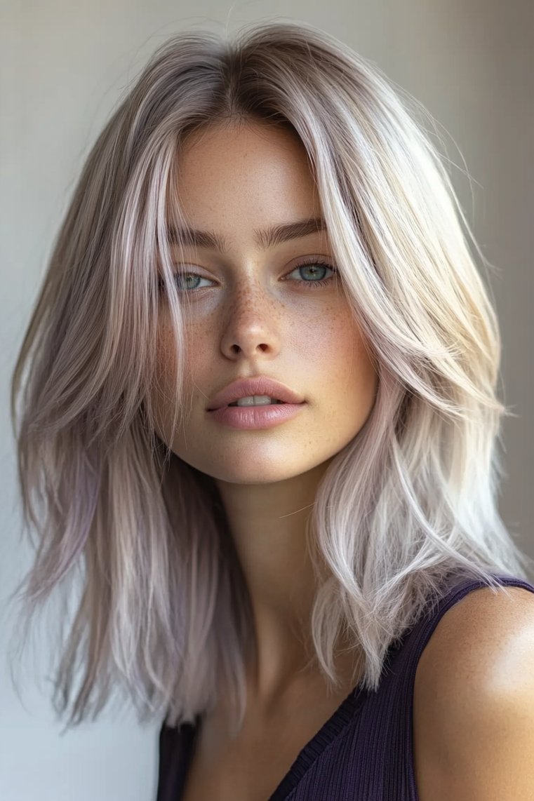 Cool Toned Balayage on a Sleek Lob