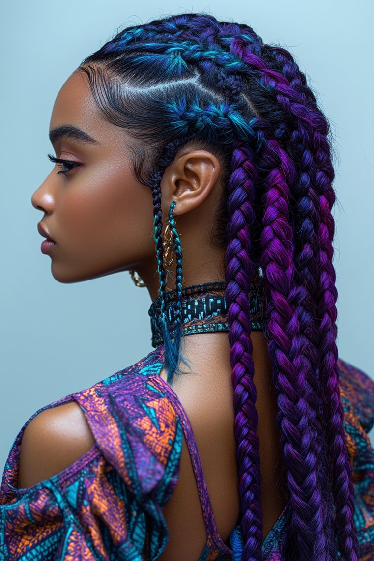 Cornrow Braids With Color Highlights
