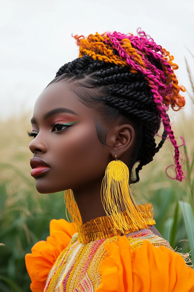 Cornrow Braids With Curly Extensions