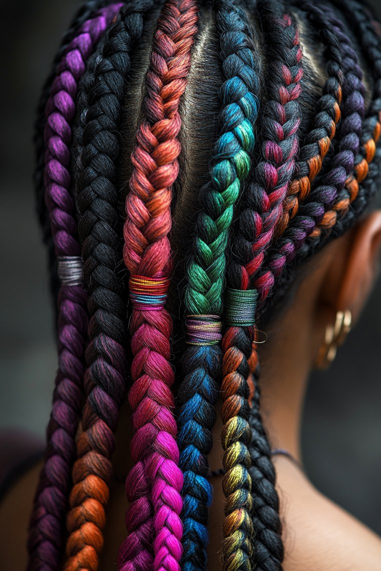 Cornrow Braids With Ribbons