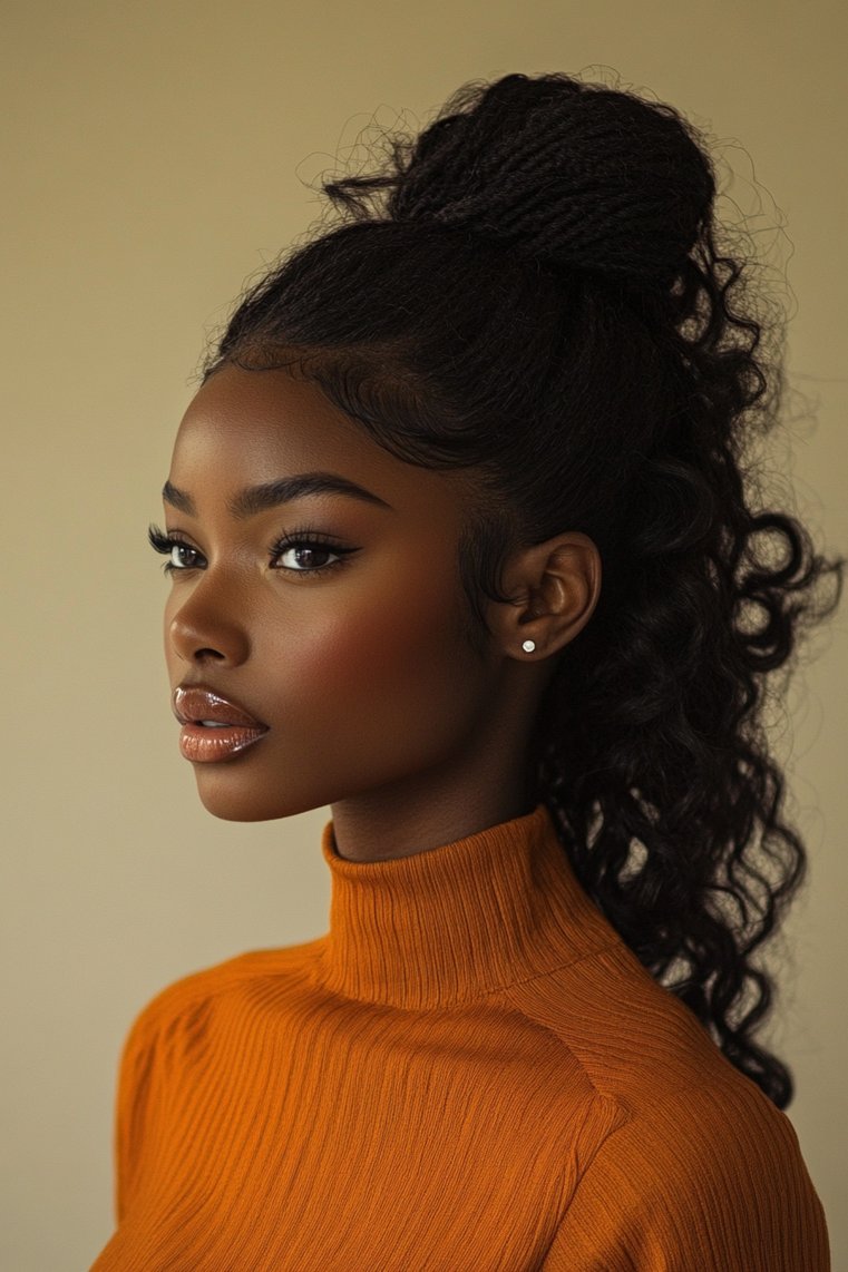 Cornrow Ponytail With Curls