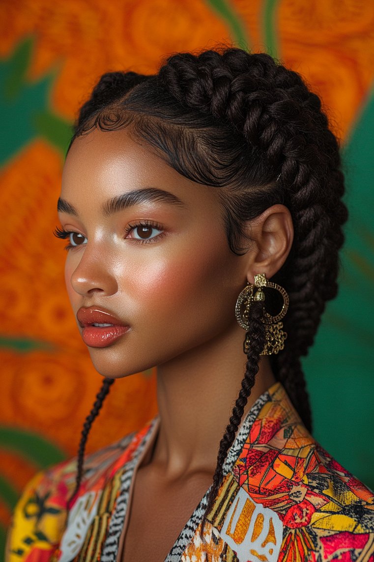 Cornrows With Spiral Curls