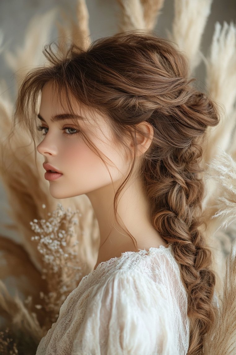 Crown Braid With Loose Hair