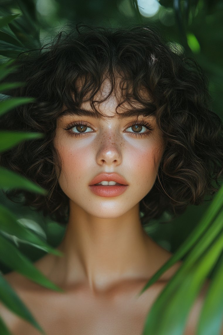 Curly Bob With Micro Bangs